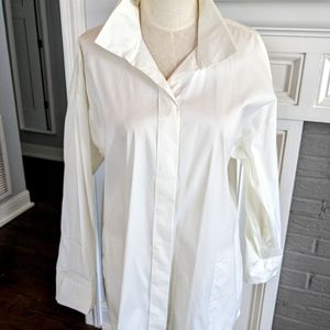 Lafayette 148 white button down blouse with pockets
